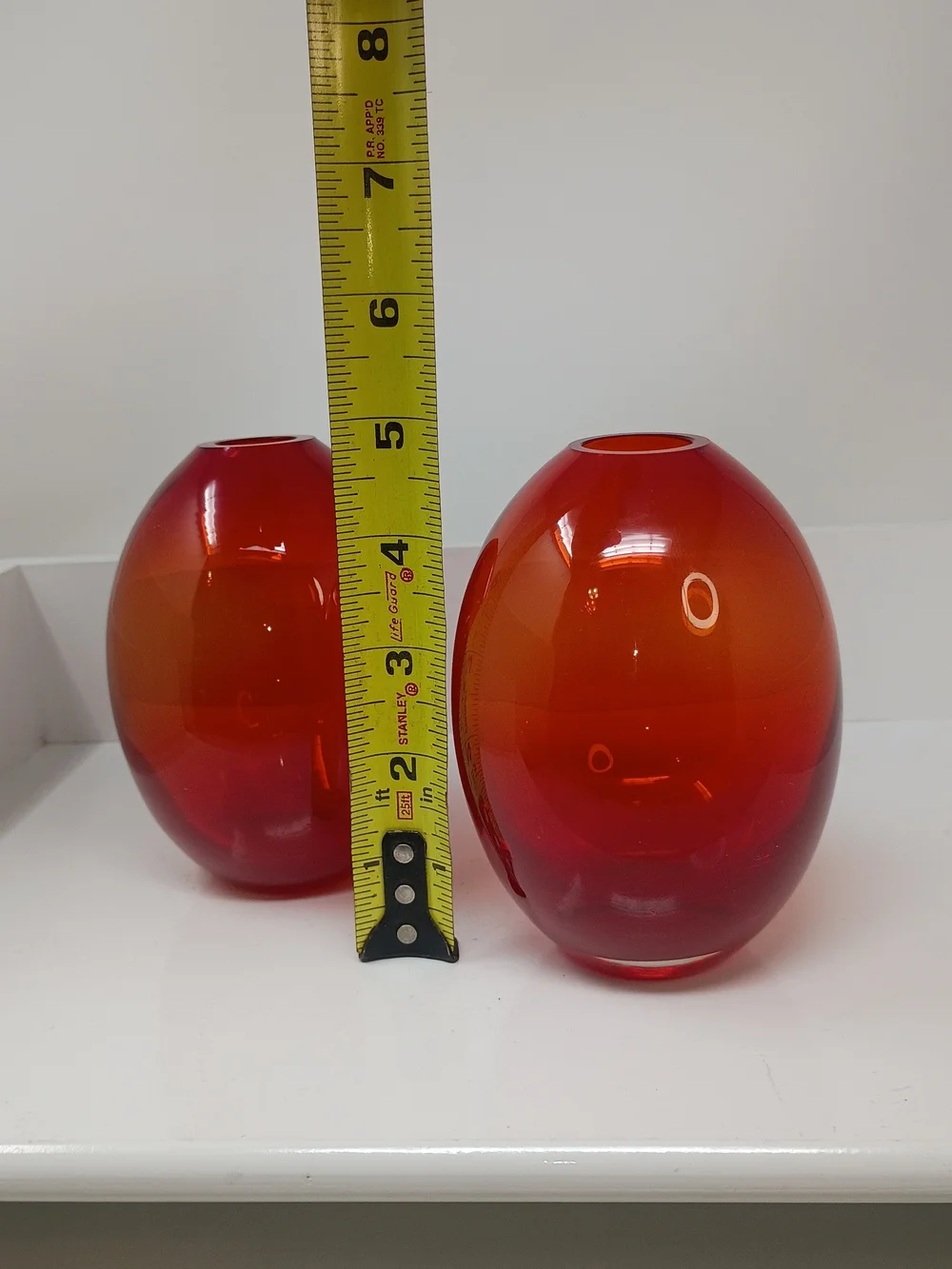 Red-Orange Gradient Glass Vase Pair - Sleek Decorative Vases